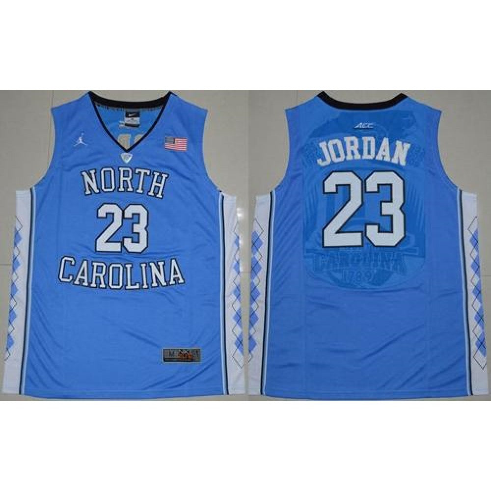 Michael Jordan Fully Stitched North Carolina State University NCAA Blue Home Jersey