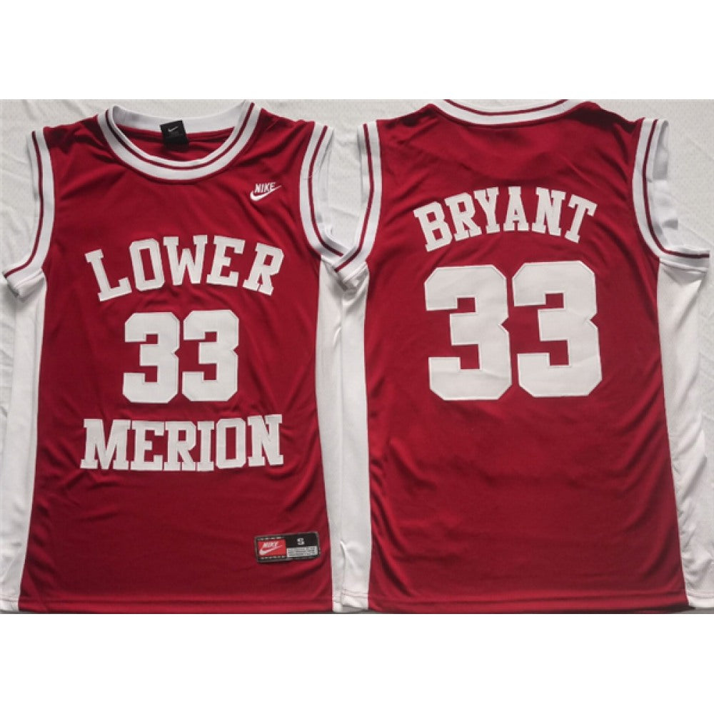 Kobe Bryant Fully Stitched Lower Merion High School Red Jersey